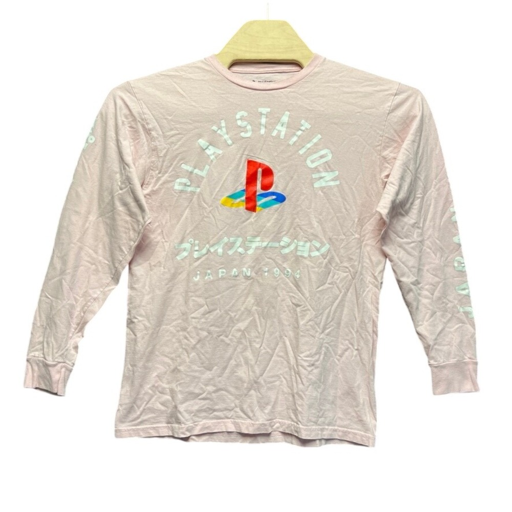 PlayStation Long Sleeve Shirt Mens L Pink Japan 1994 Retro Gaming Graphic Tee